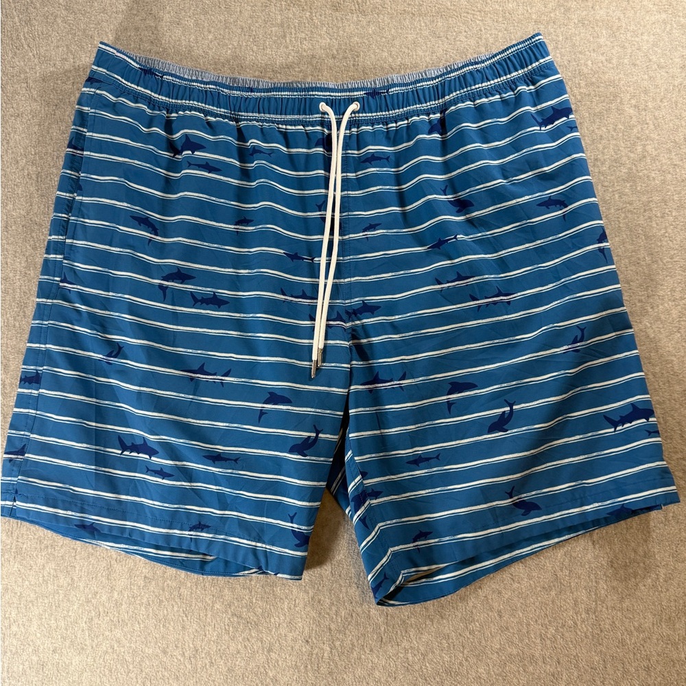 Bonobos Blue and White Striped Swim Trunks Quick-Dry
